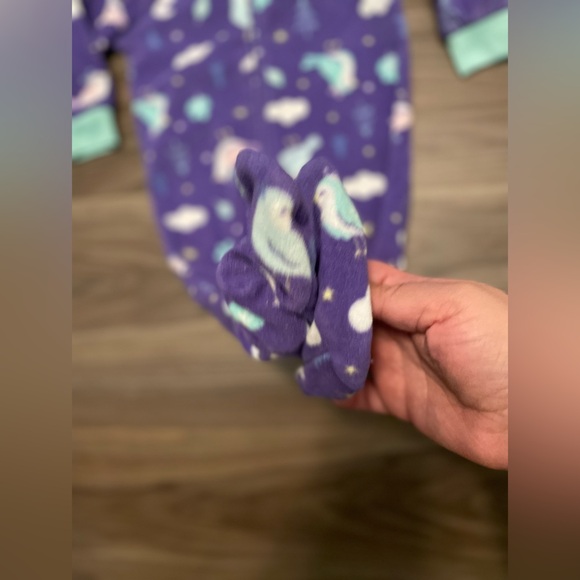 Carter's baby girl Purple and Green with birds Footies One Piece size 6 months - Picture 3 of 5